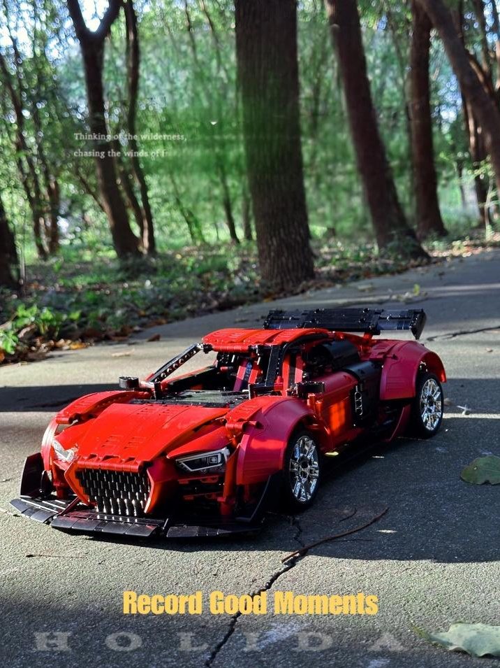 Building Block Supercar R8 Red Beast, Big Rear Wing (2641 pieces)