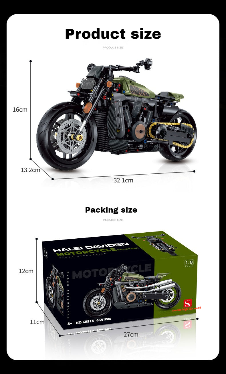 1:8 Cruiser Motorcycle (634 pieces)