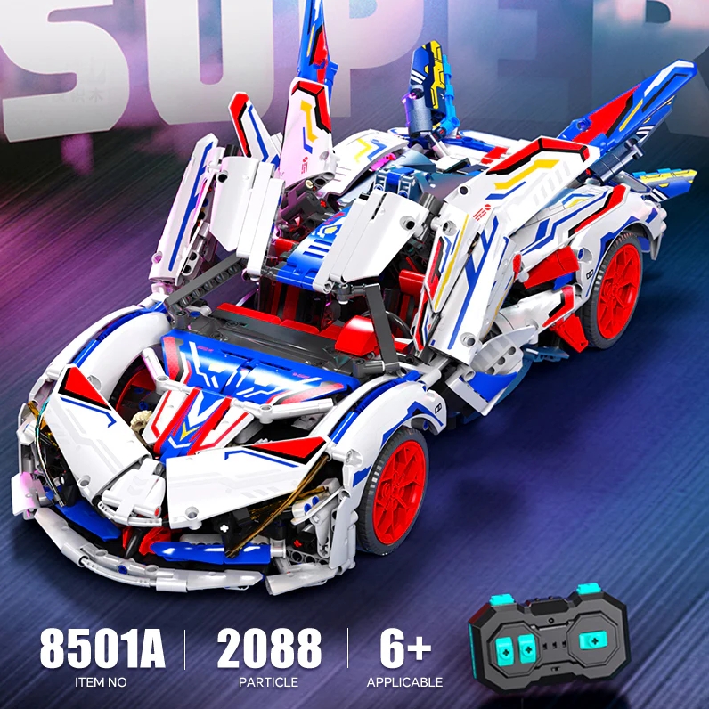 1:10 Apollo EVO supercar building kit, remote control drift, electric rear wing, 2088 pieces