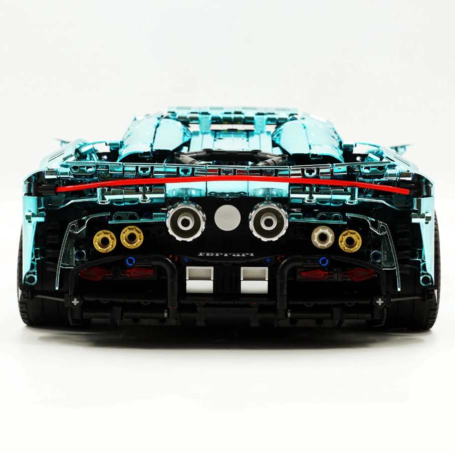 1:8 SF90XX building set, custom Tiffany Blue electroplated brick supercar (3982 pieces)