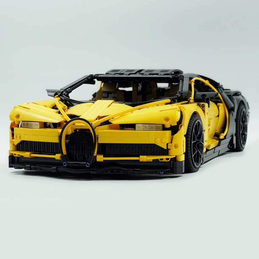 1:8 Chiron, custom modified building block supercar, yellow/red/blue/gray (4031 PCS)