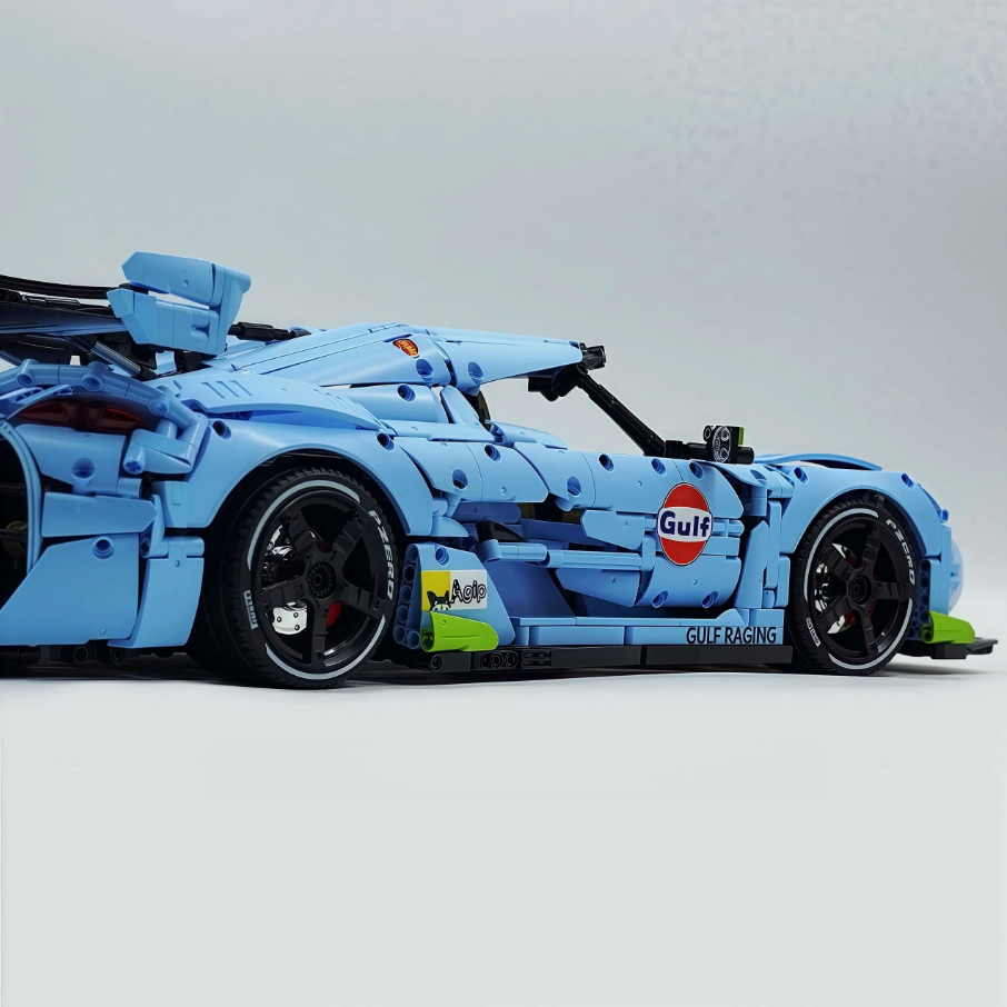 1:8 JESKO, custom Gulf Blue/Black/Orange limited edition building block supercar (4346 pieces)
