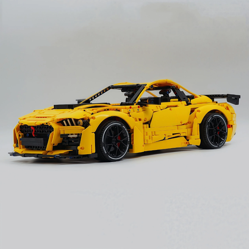 1:8 Shelby GT500, yellow custom brick supercar (3400 PCS)
