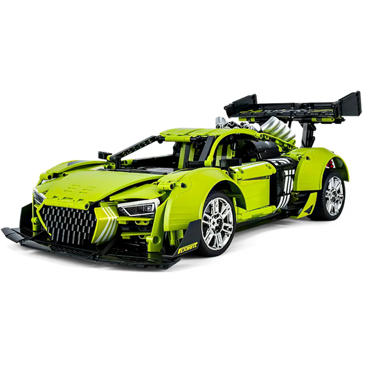 R8 Green Beast, a large rear wing building block supercar (2641 pieces)