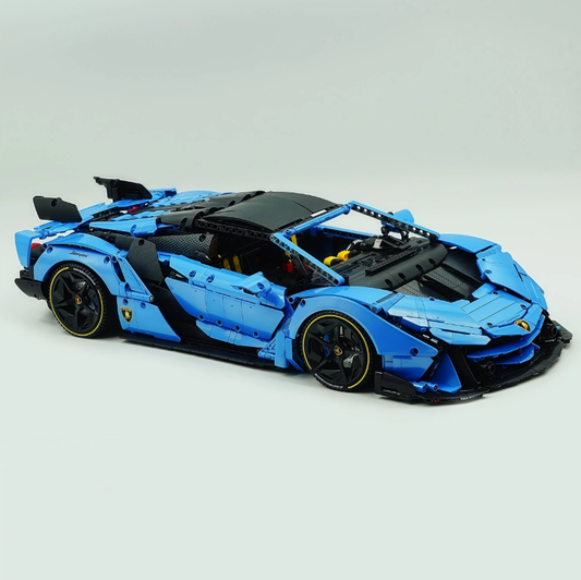 1:8 Lambo Auténtica, building block supercar, painted pearl blue/red, static version (3392 pieces)