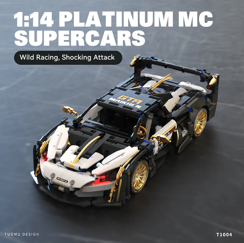 1:14 Platinum MC Supercar Building Set, Boys' and Men's Youth Collectible Model (1242 pieces)