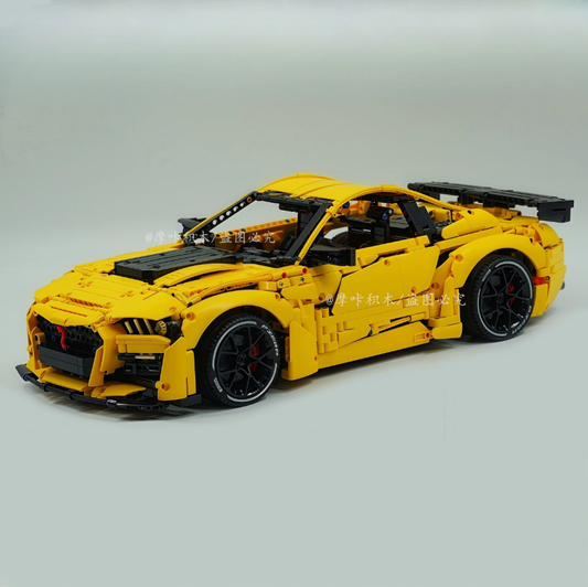 1:8 Shelby GT500, yellow custom brick supercar (3400 PCS)