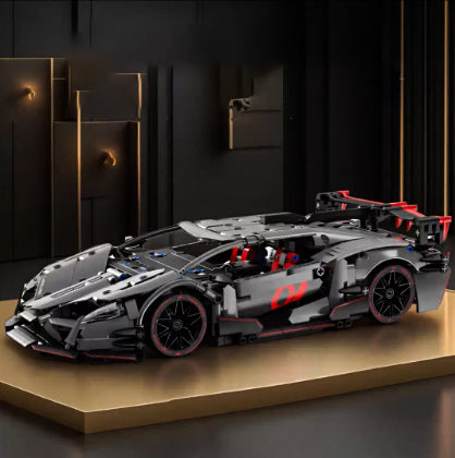 1:14 Lambo Red Sports Car Dark Night Building Set, Boys' and Teenagers' Collectible Model! (1056 pieces)