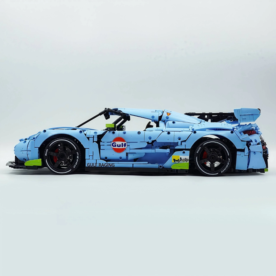 1:8 JESKO, custom Gulf Blue/Black/Orange limited edition building block supercar (4346 pieces)