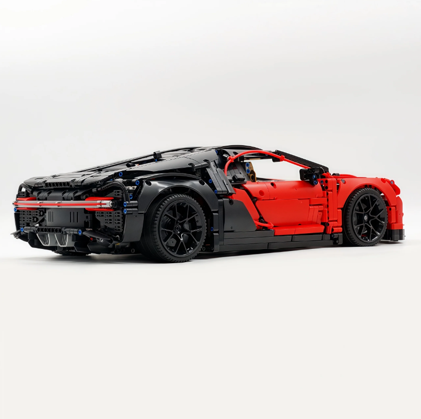 1:8 Chiron, custom modified building block supercar, yellow/red/blue/gray (4031 PCS)
