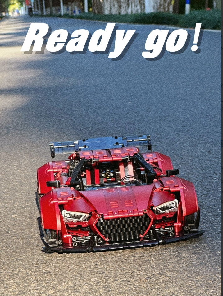 Building Block Supercar R8 Red Beast, Big Rear Wing (2641 pieces)
