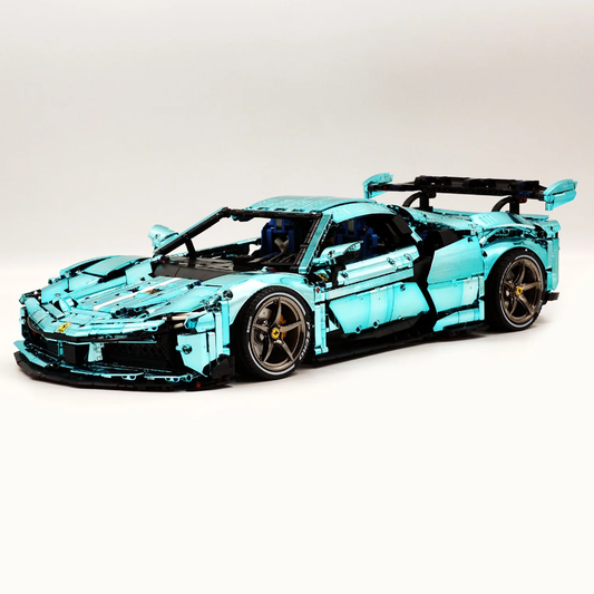 1:8 SF90XX building set, custom Tiffany Blue electroplated brick supercar (3982 pieces)