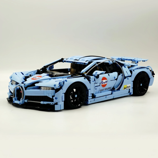 1:8 Chiron, custom modified Gulf Blue Edition building block supercar (4031 pieces)