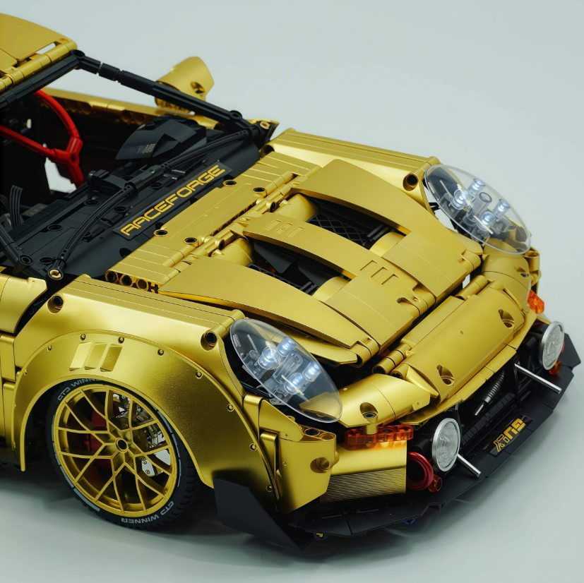 1:8 GT3 RS Gold Concept Car | Building Block Supercar, 3824 pieces