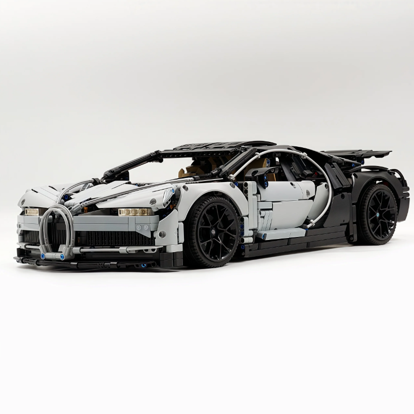 1:8 Chiron, custom modified building block supercar, yellow/red/blue/gray (4031 PCS)