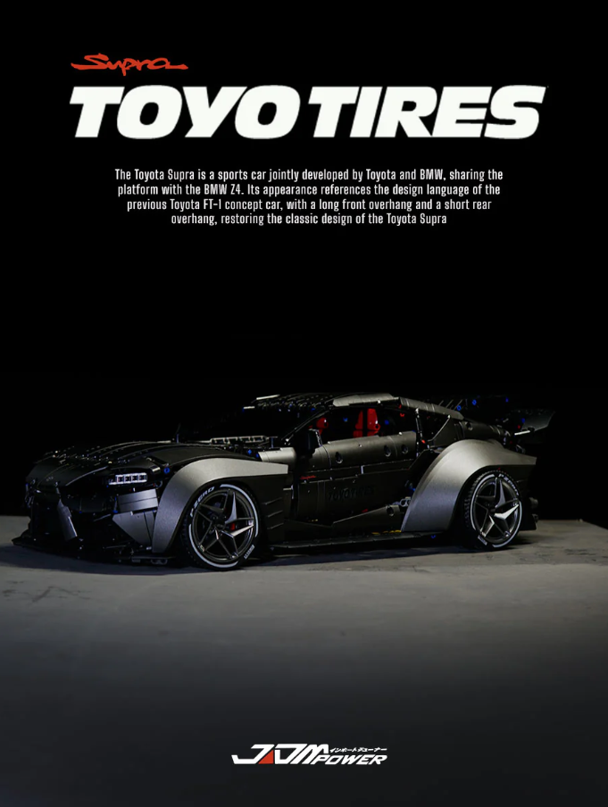 1:8 Supra Building Kit, Static Version of the Brick Supercar (4399 pieces)