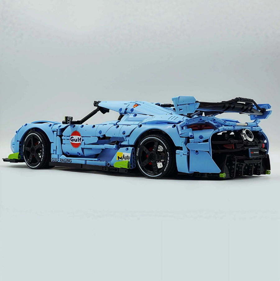 1:8 JESKO, custom Gulf Blue/Black/Orange limited edition building block supercar (4346 pieces)