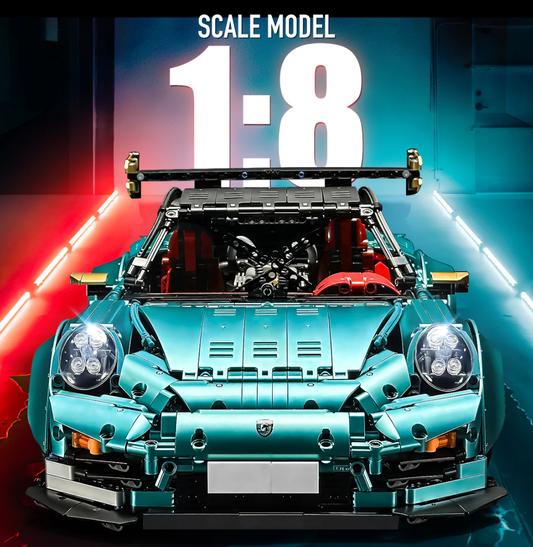 1:8 blue GT2 RS supercar building block model (3389 pieces)