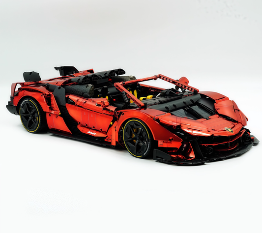 1:8 Lambo Auténtica, building block supercar, painted pearl blue/red, static version (3392 pieces)