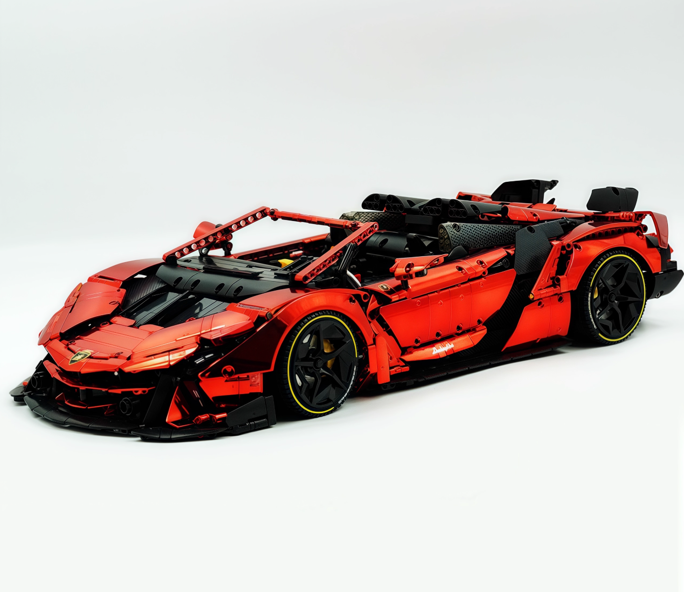 1:8 Lambo Auténtica, building block supercar, painted pearl blue/red, static version (3392 pieces)