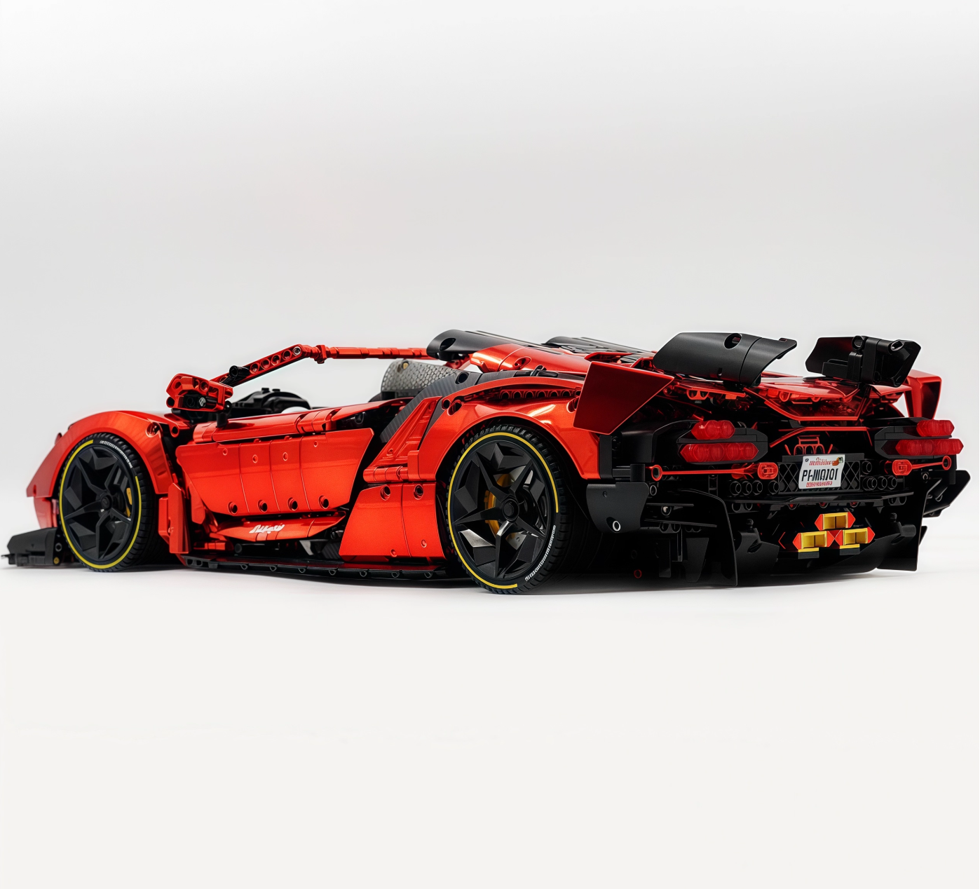1:8 Lambo Auténtica, building block supercar, painted pearl blue/red, static version (3392 pieces)