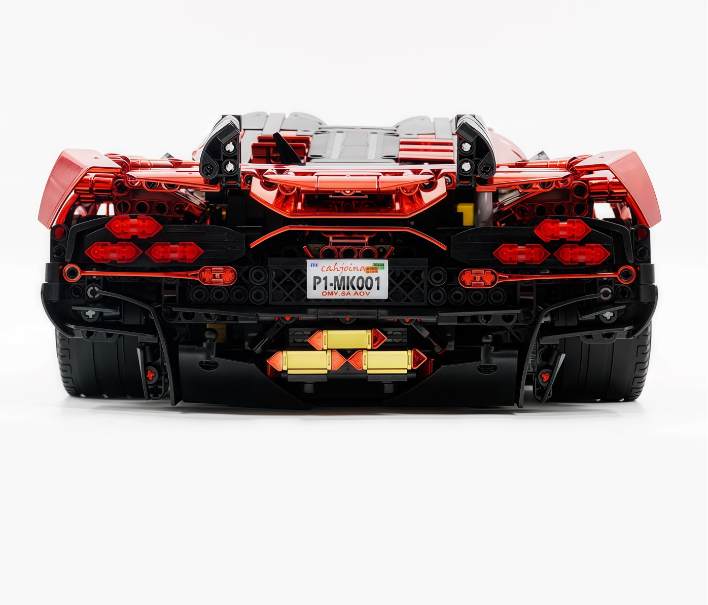1:8 Lambo Auténtica, building block supercar, painted pearl blue/red, static version (3392 pieces)