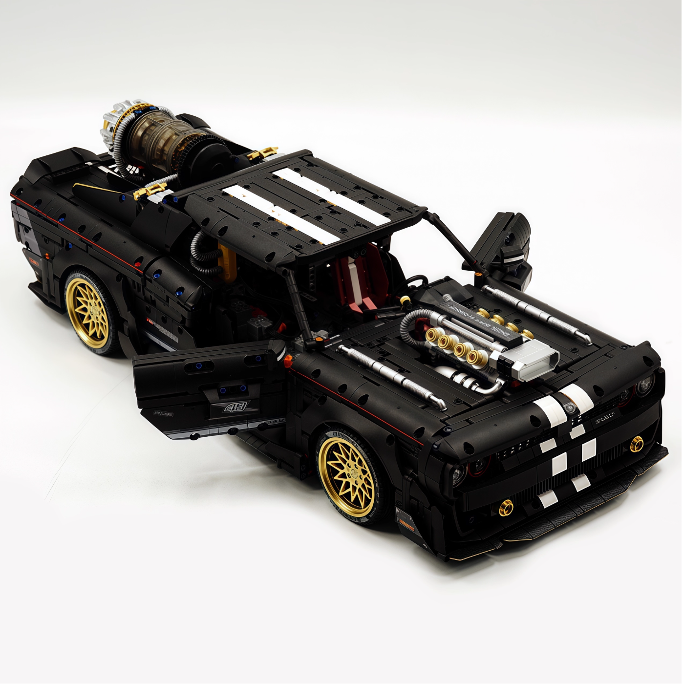 1:8 Challenger building block supercar black/green/purple/red (3751 pieces)