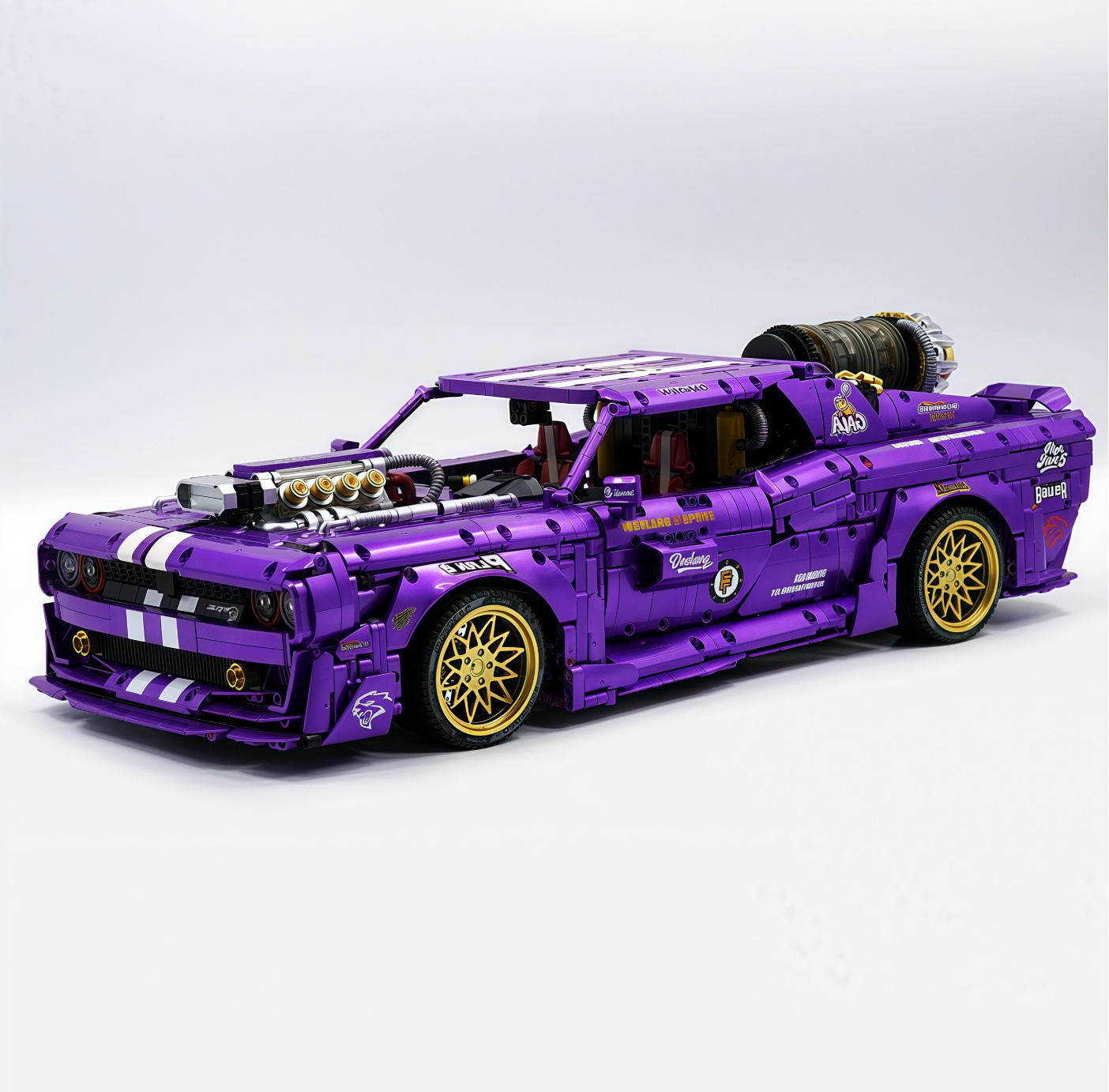 1:8 Challenger building block supercar black/green/purple/red (3751 pieces)