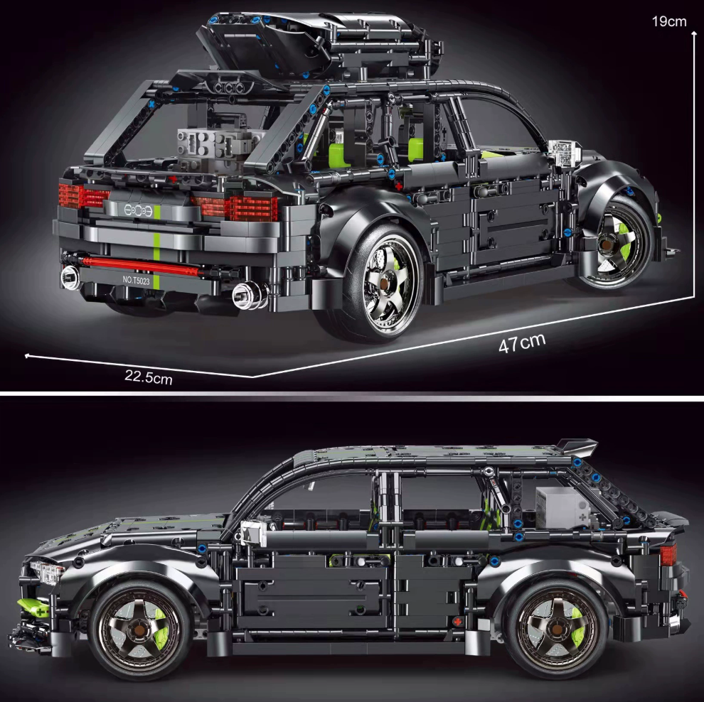 1：10 RS6 Black Warrior Set, High Detail Restoration, Travel SUV, Removable Roof Storage Box (2896 pieces